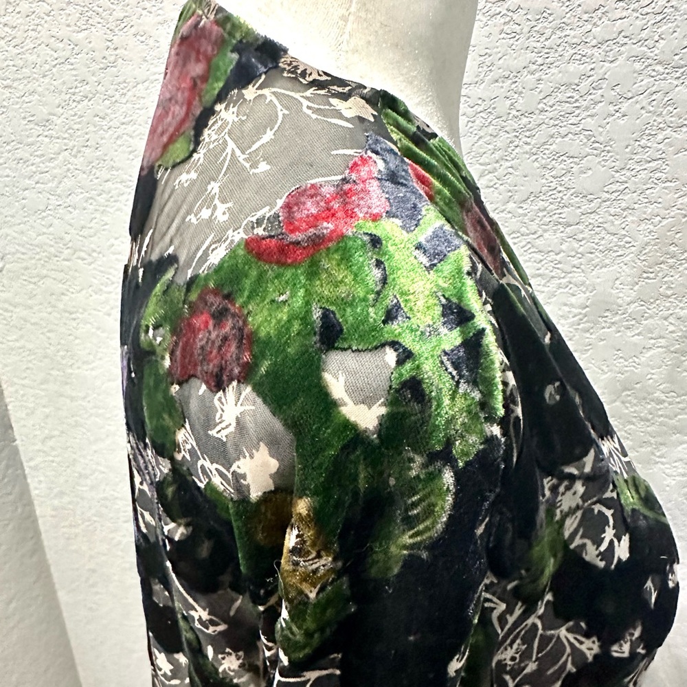 Daniel Rainn Black Velvet and Lace Floral Kimono Sz M - Picture 12 of 16